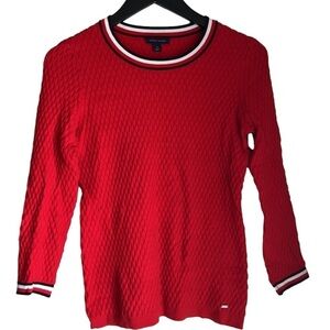 Tommy Hilfiger Women's Red Cable Knit Sweater